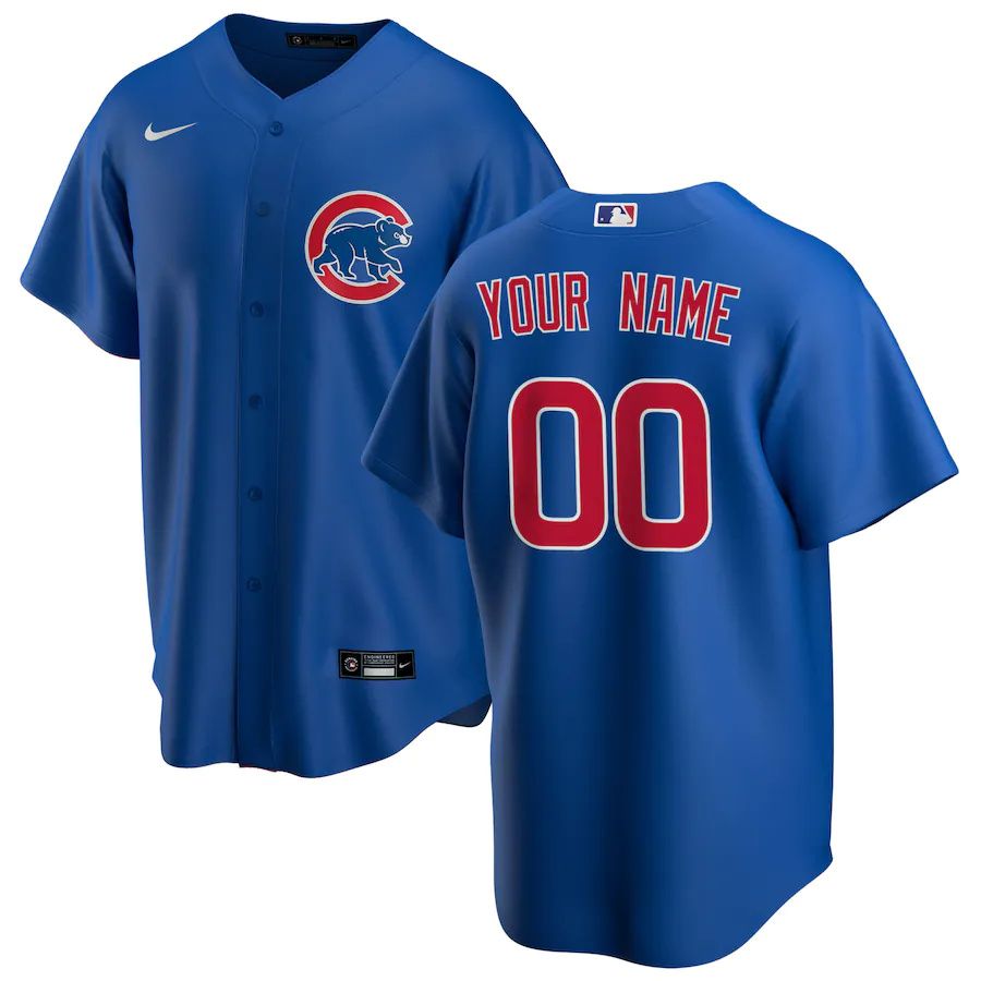 Mens Chicago Cubs Nike Royal Alternate Replica Custom MLB Jerseys